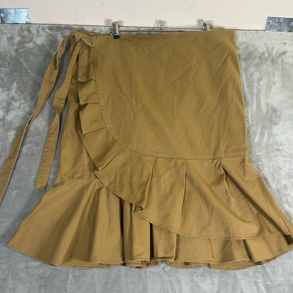 Who what wear wrap midi ruffle khaki skirt - Picture 2 of 8
